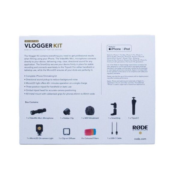 RODE Microphones - RODE Vlogger Kit iOS Edition Shotgun Mic Tripod In Black - Picture 3 of 8